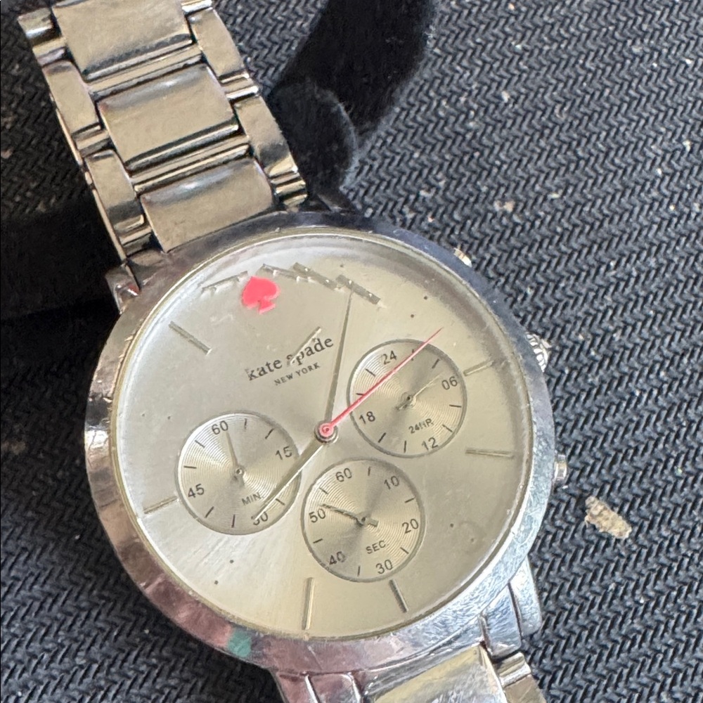 kate spade Silver Men's Chronograph Watch with Pink Accent